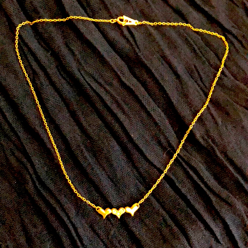 3 For $25. 3 Heart Necklace With 3 Crystals In Center